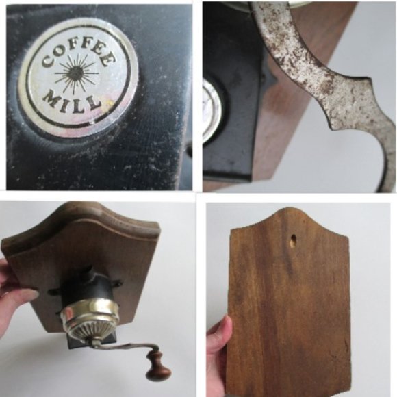 Farmhouse Crank Coffee Grinder Decor Rustic Wood - Picture 8 of 8